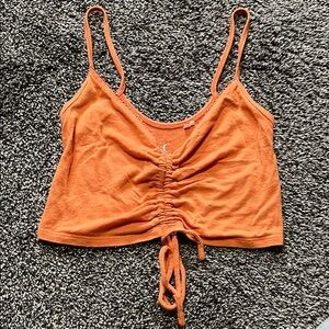 Orange Ruched Crop Top